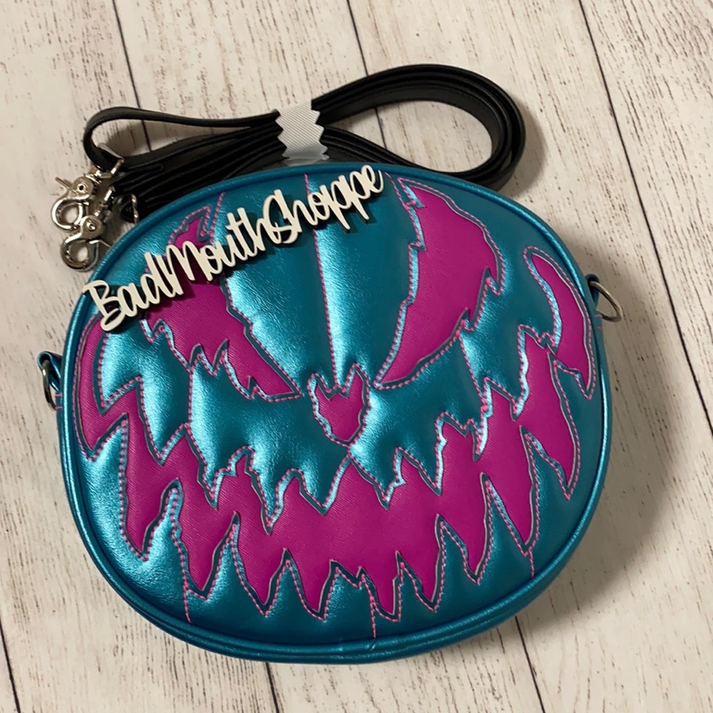 *Love Pain and Stitches Metallic Blue & Textured Pink Bad Company Pumpkin Purse